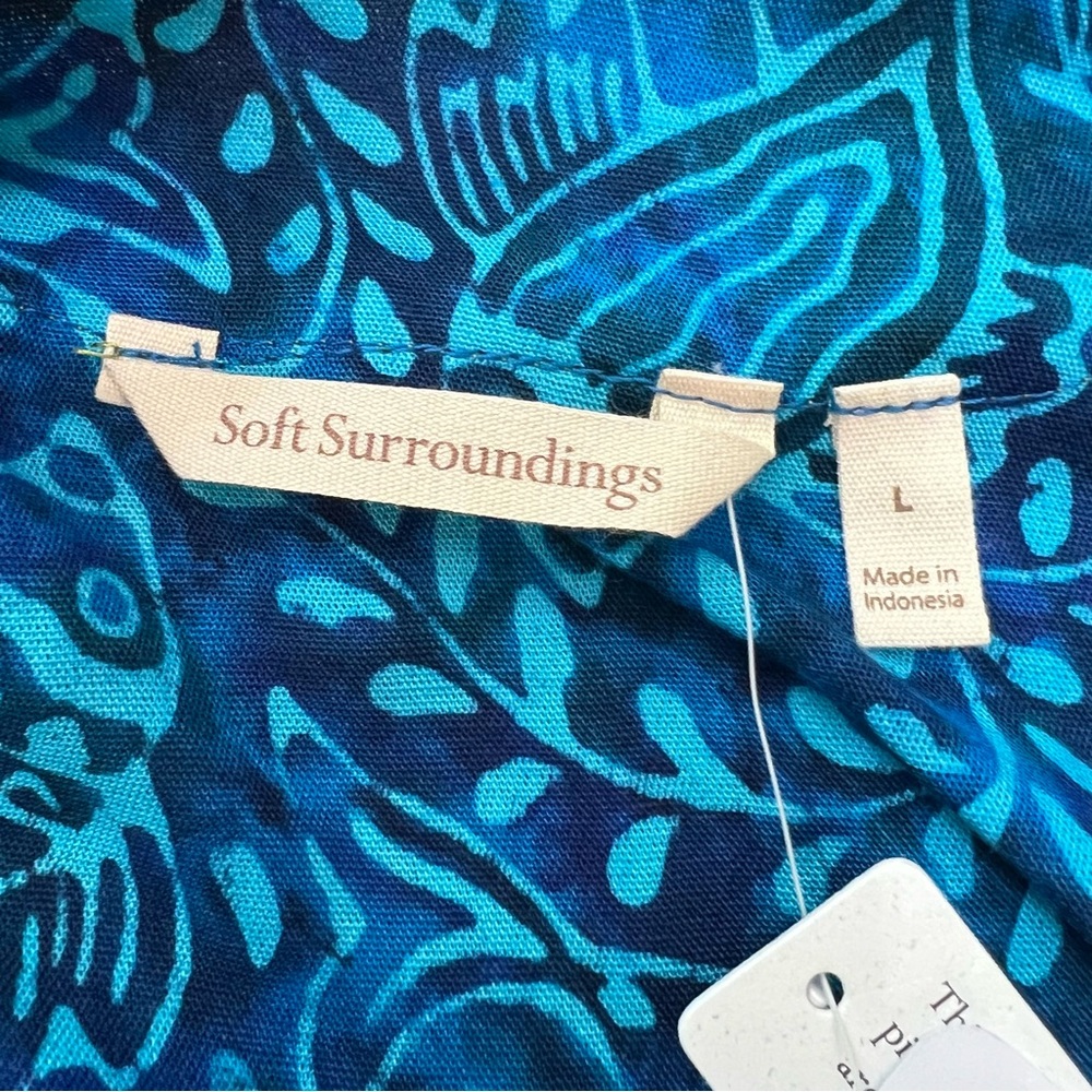 NWT SOFT SURROUNDINGS Islamorada Blue Green Koi Fish Open Cardigan Boho Resort - Picture 7 of 9